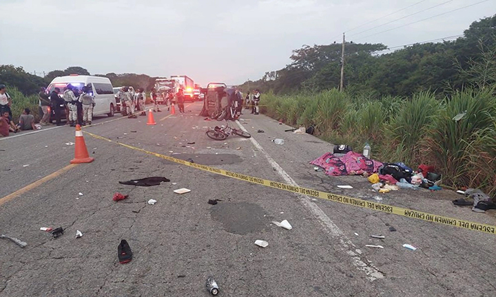Dos migrantes de Nicaragua mueren atropellados en sur de México